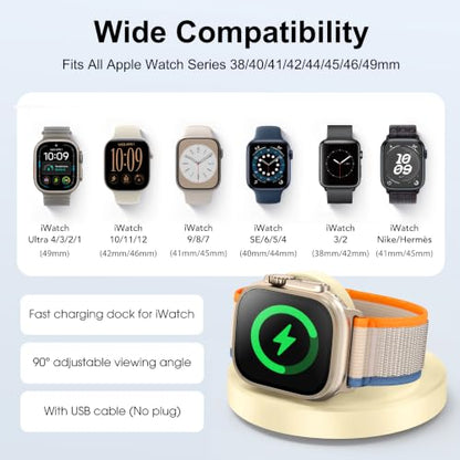 Upgraded for Apple Watch Charger, Foldable Travel Fast Charging Dock - color: Yellow, size: USB A
