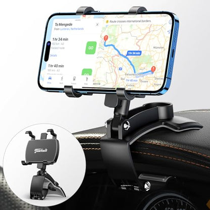 Car Phone Holder for Dashboard 360 Degree Rotation Multifunctional One Hand Operation Clip Design Phone Mount Compatible with 4-7 inch Smartphones