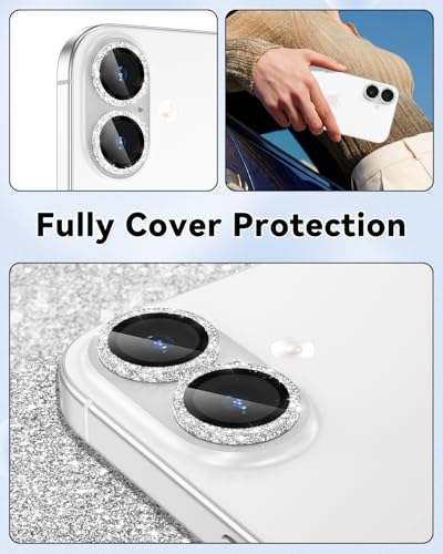 CloudValley All Bling Camera Lens Protector for iPhone 17/iPhone 16/Plus - color: Bling Silver