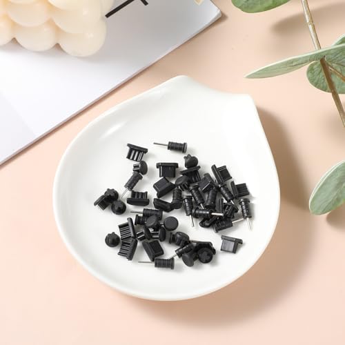 45 Pieces 3.5mm Rubber Dust Plugs Caps Protector, Anti-Dust Headphone Jack Dust Plugs Cover USB-C Charge Port Protector Plug Covers for Earphone Mobile Phone Laptop Desktop Computer, Black
