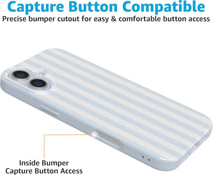 Casely iPhone 16 Case | Blue Stripes | Sunday Best | Compatible with MagSafe | Classic Ultra Slim Design - color: Sunday Best | Blue Stripes, size: Iphone 16