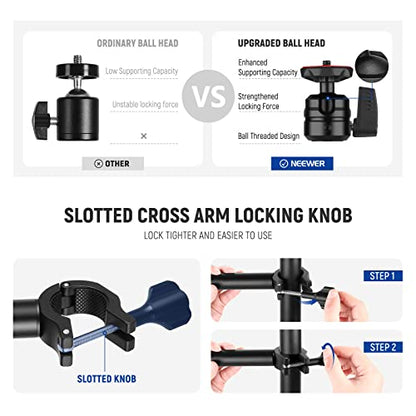 NEEWER TL253A+DS001 Table Camera Tripod with 2 Telescopic Arms