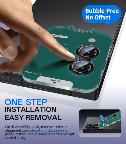HelloDeere for Samsung Galaxy Z Fold 8 Camera Lens Protector, Military-Grade 9H+ Tempered Glass with AR Optical Tech HD Anti-Glare Anti-Scratch Metal Individual Ring Easy Install Case Friendly, Black - color: Z Flod 8 (Black)