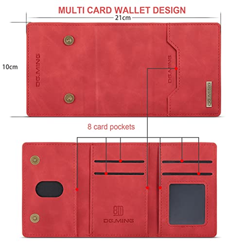 Leather Wallet Phone Cases Compatible with iPhone 14 Pro Max Case with Card Holder Men 6.7'' 2 in 1 Detachable Back Cover (Red, IP 14 Pro Max) - color: Red, size: IP 14 Pro Max