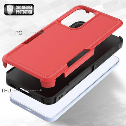 for Samsung Galaxy A37 / Galaxy A36 5G / Galaxy A57 5G Case: Dual Layer Protective Heavy Duty Cell Phone Cover Shockproof Rugged with Screen Protector - Military Protection Bumper Tough, Red - color: Red (PC) + Black (TPU)