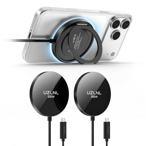 25W Magnetic Wireless Charger, Fast Wireless Charging Pads with Kickstand,MagSafe Charger for iPhone 18/17/16/15/14 Series & AirPods 4/3/2/Pro, Samsung S26 S25 Series, Google Pixel, 2 Pack - size: 2 Pack