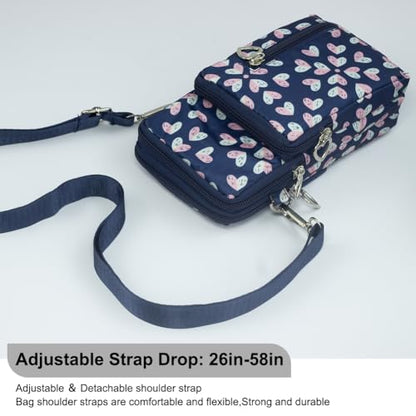 Small Crossbody Bag for Women - Mini Phone Purses with Crossbody Strap and Wallet - Nylon Arm Bag - color: C-burst With Joy