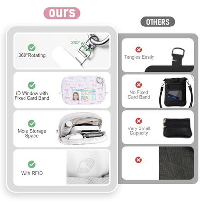 Tiostep Clip and Go Strap for Phone with Wallet Crossbody Phone Lanyard Adjustable and Detachable RFID Wristlet Wallet (Bow, Medium) - color: Bow, size: Medium