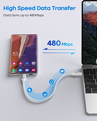 etguuds USB C to USB C Cable 1ft, 2-Pack 60W C to C Cable Fast Charging - color: White, size: 1ft