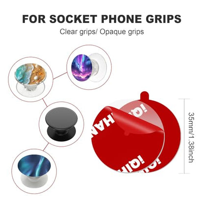 Adhesive Sticky Pads for Socket Grips Mounting, 10pcs Double-Sided Extra Clear Round Tape Replacement for Base Back of Phone Collapsible Grips & Stand, 35mm/ 1.38" Circle Thin Stickers (Transparent) - color: Transparent
