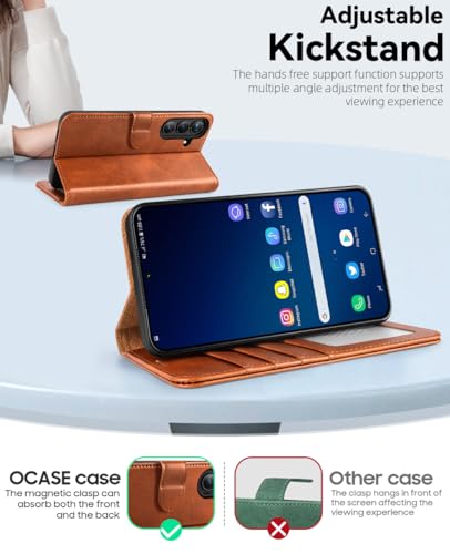 OCASE Compatible with Galaxy S25 Plus Wallet Case, PU Leather Flip Folio Case with Card Holders RFID Blocking Kickstand [Shockproof TPU Inner Shell] Protective Phone Cover 6.7 Inch 2025, Brown - color: Brown, size: Samsung Galaxy S25 Plus
