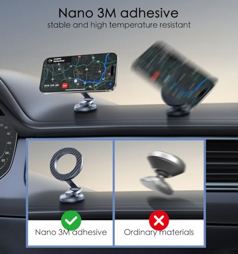 JUHOO Upgrade Phone Holder for car Magnetic rotatable and Retractable car Phone Holder Mount Dashboard Mount Fit for iPhone 15 14 13 12 Pro Max Plus Mini & All Smartphone - color: Gray