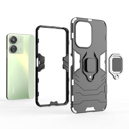 Max Power Digital Magnet Case for Xiaomi Redmi 13c Shockproof Hard Phone Cover with Grip, Metal Ring Kickstand Bumper Shell [Compatible with Magnetic Car Mount] (Navy) - color: Navy, size: Xiaomi Redmi 13c