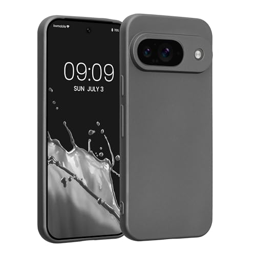kwmobile Case Compatible with Google Pixel 9 Case -Soft TPU Back Phone Cover - with Metallic Look - Metallic Grey - color: Metallic Grey, size: Pixel 9