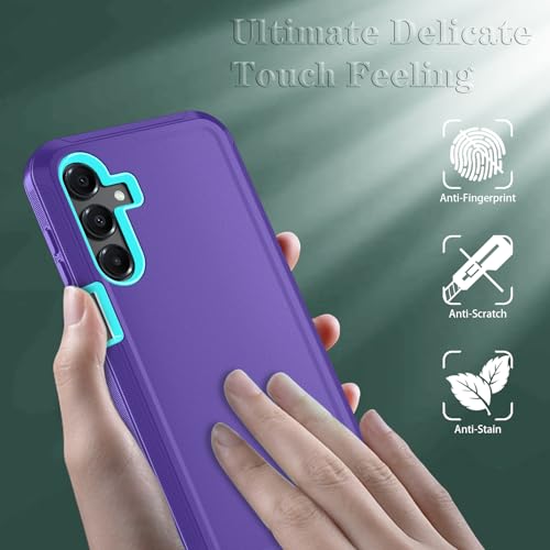 Qinmay Phone Case for Samsung Galaxy A17 5G Case, Galaxy A16 5G Case with HD Screen Protector, Heavy Duty Shockproof 3-Layer Cover Phone Case for Galaxy A17 / A16 ，PurpleSkyBlue - color: PurpleSkyBlue
