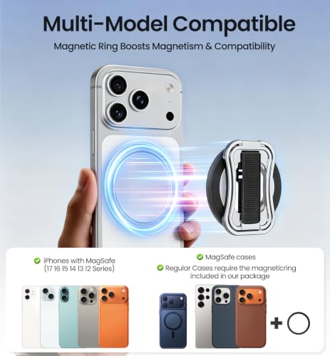 OANDYS Magnetic Phone Grip for Mag-Safe, Ring Holder Stand for iPhone 17-12