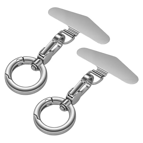 TENOC Metal Phone Tether with Spring Ring, Silver, 2Pcs - color: Silver x2