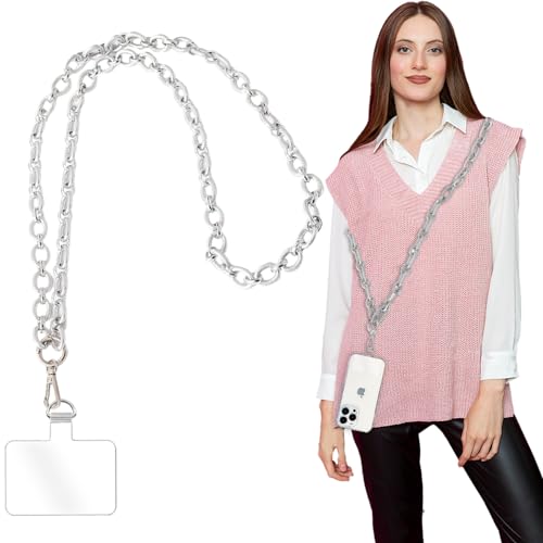 Crossbody Lanyard Strap, Universal Phone Chain Strap with Detachable Tether Tab, Durable Metal Strap Compatible with Most Phone Bags Purse - color: D