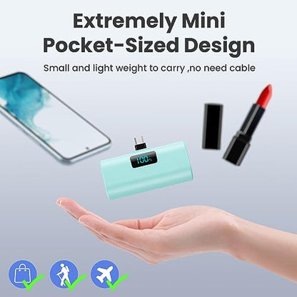 [2-Pack]Portable Charger for iPhone 17/16/15 Series,5200mAh PD USB C Power Bank Built-in USB-C Connector, Battery Pack Compatible with iPhone 17/17 Pro Max/16 Pro/15 Series,Galaxy,Android(Pink+Green) - color: Pink+Green