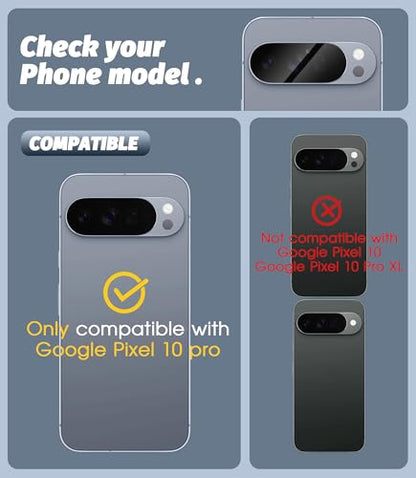 Orzero (3 Pack Camera Lens Protector Compatible for Google Pixel 10 Pro (Not for XL Model), Protector de Cámera Case Friendly Tempered Glass 9H High Definition Microphone Cutout Anti-Scratch - size: 6.3 inches