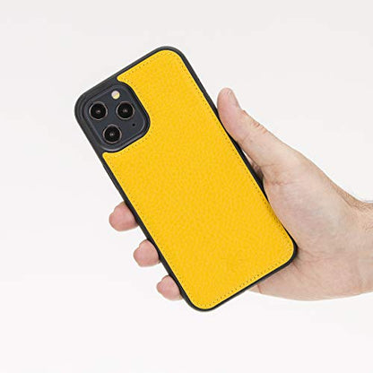 Venito Lucca Leather Case Compatible with iPhone 12 Pro Max (6.7 inch) – Extra Secure with Padded Back Cover (Yellow) - color: Yellow, size: iPhone 12 Pro Max