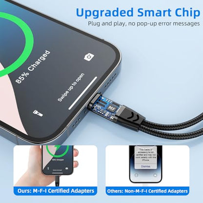 2-in-1 Lightning to 3.5mm Jack Headphone and Charger Cable Adapter,Earphones Converter Splitter Support Music+Charge+HiFi+Mic+Control for iPhone 14 Pro Max/14 13 12 11【Apple MFi Certified