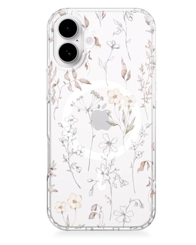 Feams for iPhone 16 Case [Compatible with Magsafe] Slim Shockproof Protective Clear Phone Cover for iPhone 16 6.1" Women Girls, Ethereal Floral - color: Ethereal Floral, size: for iPhone 16 (6.1 Inch)