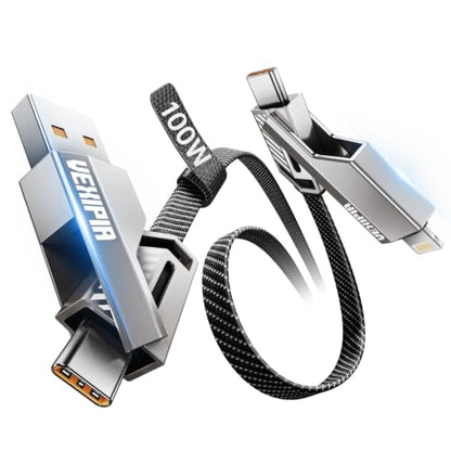 4-in-1 Long USB C Cable 100W 10FT Compatible with Lightning Cable - size: 10FT, style: 100W-Upgraded