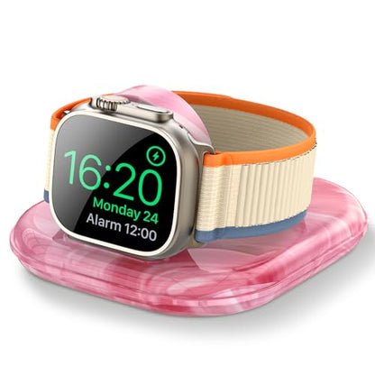 for Apple Watch Charger Stand, Magnetic Fast Charging Dock Portable Design - color: Marble Pink
