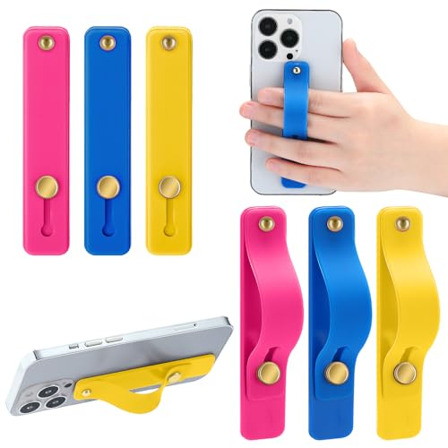 Weewooday 6 Pieces Phone Finger Strap Grip,Blue, Rose Pink, Yellow,Classic - color: Blue, Rose Pink, Yellow, style: Classic