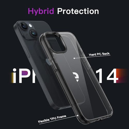 JETech Case for iPhone 14 6.1-Inch, Non-Yellowing Shockproof Phone Bumper Cover, Anti-Scratch Clear Back (Black) - color: Black, size: iPhone 14