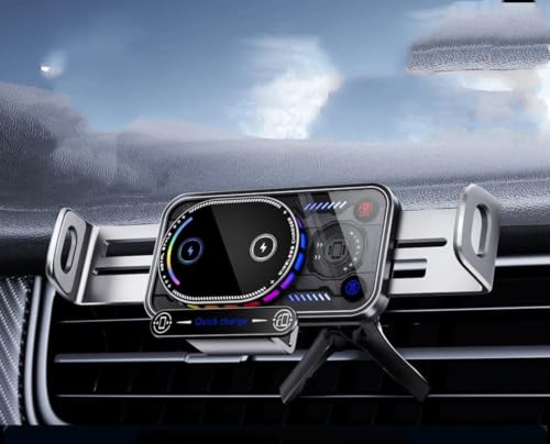 Dual-Coil Wireless Fast Charging Stand, Large-Screen Foldable Screen car Phone Holder - color: SD22 [Textured Gray]