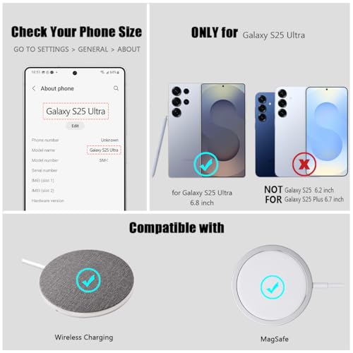 Nvollnoe for Samsung S25 Ultra Case Compatible with MagSafe Military Grade Shockproof Heavy Duty Protective Adjustable Kickstand Matte Semi Clear Phone Cover for Samsung S25 Ultra(Clear) - color: Clear