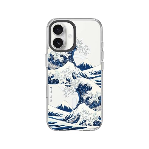 RhinoShield Clear MagSafe Compatible Case for iPhone 16 | Strong Magnetic, Anti-Yellowing, Transparent, High Clarity, Shockproof, Military Grade Drop Protection - color: The Great Wave I, size: iPhone 16 - Camera Control Button