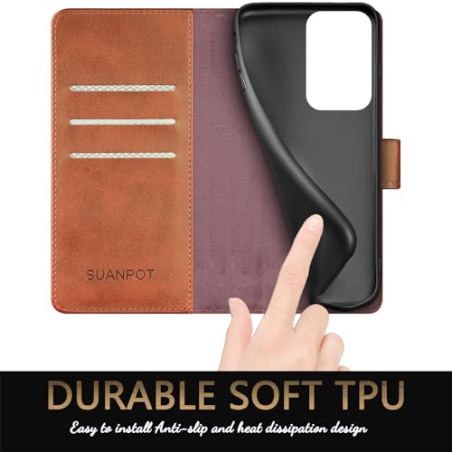 SUANPOT for Motorola Moto G Power 5G 2024 6.7" Wallet case with RFID Blocking Credit Card Holder,Flip Book PU Leather Protective Cover Women Men for Power 5G 2024 Phone case Light Brown - color: Light Brown
