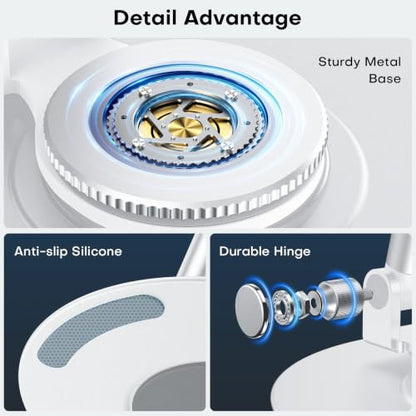 OMOTON MS05 [Height Adjustable] 360° Magnetic Phone Stand, Silver White - color: Silver White