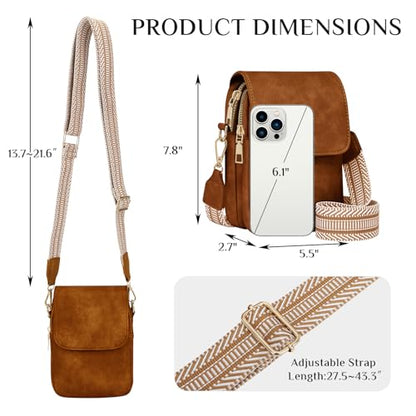 Fashion Small Crossbody Bags for Women Trendy Designer Cell Phone Purses | Adjustable Straps,with Card Holder,Detachable Wristlet Strap,small Cross Body Bag for Woman,Mini Bags,Travel Purse,Work,Gym - color: Brown