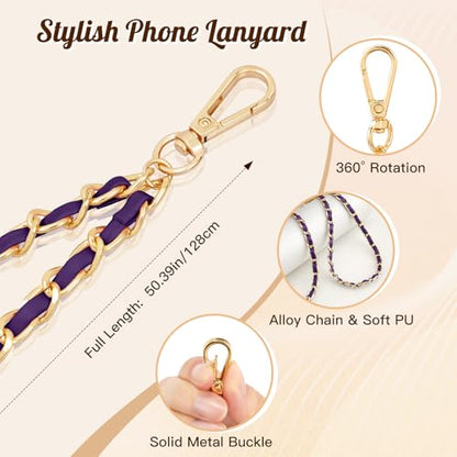 TiMOVO Phone Lanyard Metal Chain Crossbody, Dark Purple - color: Dark Purple, size: Standard