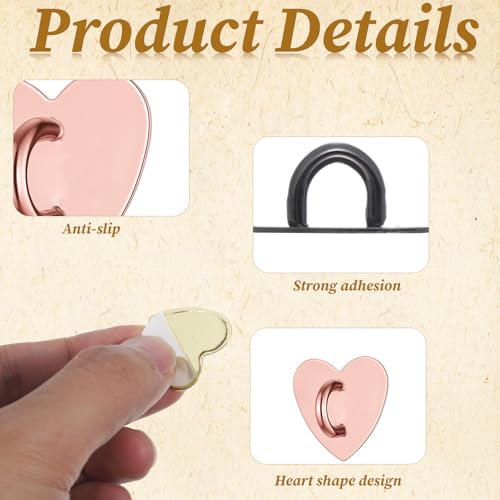 12 Pcs Phone Charm Hook Cell Phone Charm Holder Cute Heart Finger Ring Stand Adhesive Metal Loop Grip for Cellphone Case Pad Tablet DIY Accessories