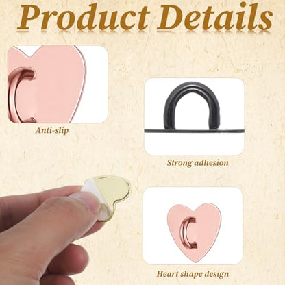 12 Pcs Phone Charm Hook Cell Phone Charm Holder Cute Heart Finger Ring Stand Adhesive Metal Loop Grip for Cellphone Case Pad Tablet DIY Accessories