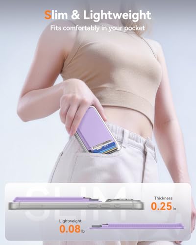 for MagSafe Wallet, 5 Card Holder, Slim Leather Magnetic Wallet for iPhone 17/16/15/14/13/12 Pro Max Plus Air Series, 1 Card Slots & 1 Cash Slot,Purple - color: Purple