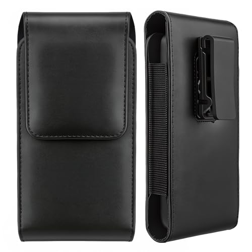 for Motorola Moto G 5G 2025 2024 G Power 2025 2024 2023 G Stylus 5G 2025 2024 Cell Phone Holster Holder Belt Clip Case PU Leather Pouch for Samsung Galaxy S25 S24 S23 Ultra (Black2, XL) - color: Black2