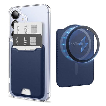 TopMade for MagSafe Wallet, 4 Cards Holder, Strongest Magnetic Phone Wallet - color: Dark Blue