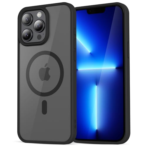 LoeoeL for iPhone 13 Pro Max Case Clear Mag Safe, Ultra Thin Slim Cover Magnetic Compatible with Magsafe Phone Case for Women Men Girl, Cute Soft TPU Silicone & Transparent Hard Plastic, Black - color: Black, size: 13 Pro Max