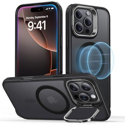 ESR for iPhone 16 Pro Max Case, Compatible with MagSafe, Military-Grade Protective Case, Built-in Stash Stand Phone Case, Scratch-Resistant Back Cover, Classic Series,Frosted Black - color: Frosted Black