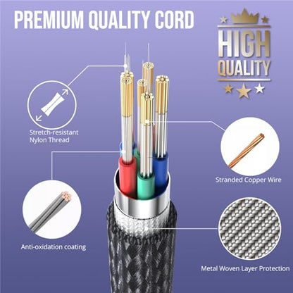 6FT USB C to USB C Cable Nylon Braided 60W Fast Charging, Compatible with iPhone 17/17 Pro/16 Series, Samsung S24/S23/S22 Ultra, Google Pixel, iPad Pro/Air, MacBook, CarPlay, Black - color: Black Braided, size: 6FT C to C