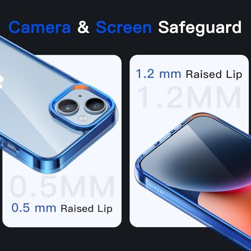 JETech Case for iPhone 14 6.1-Inch, Non-Yellowing Shockproof Phone Bumper Cover, Anti-Scratch Clear Back (Blue) - color: Blue, size: iPhone 14