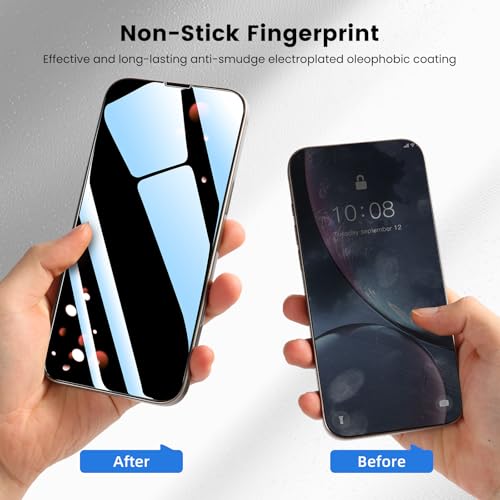 360 Privacy for iPhone 16e 14/13 Pro / 13 Screen Protector 2 Pack, [Auto Alignment Dust Free] Full Coverage Easy Install 4 Way Anti Spy Tempered Glass for Apple 13 Pro / 14/13 16e