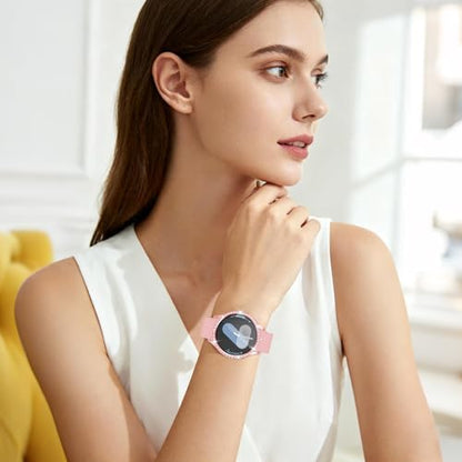 10+4 Pack Bling Case for Samsung Galaxy Watch 7 40mm with Tempered Glass Screen Protector, Glitter Diamond Hard PC Scratch Resistant Protective Cover Compatible with Galaxy Watch 7 40mm - size: Watch 7-40mm
