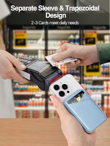 Miroddi for MagSafe Wallet, Strongest Magnetic Card Holder for iPhone 17/16/15/14/13/12 Series, Ultra-Thin Leather Magnetic Phone Wallet with 2 Card Slots, RFID Blocking, Carbon Fiber Blue - color: Carbon Fiber Blue